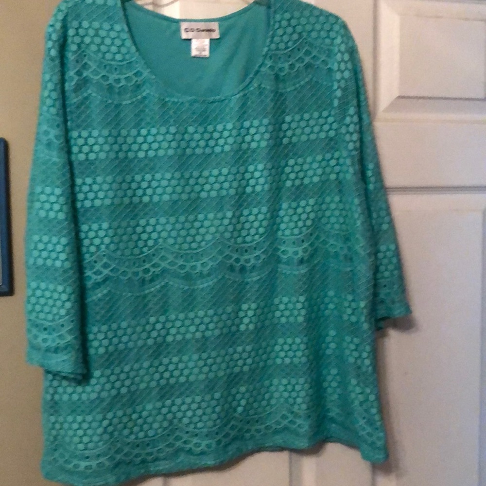 Teal embroidered C.D. Daniels  top